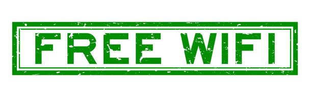 Grunge green free wifi word Gummidichtung Stempel auf weißem Hintergrund - Vektor, Bild