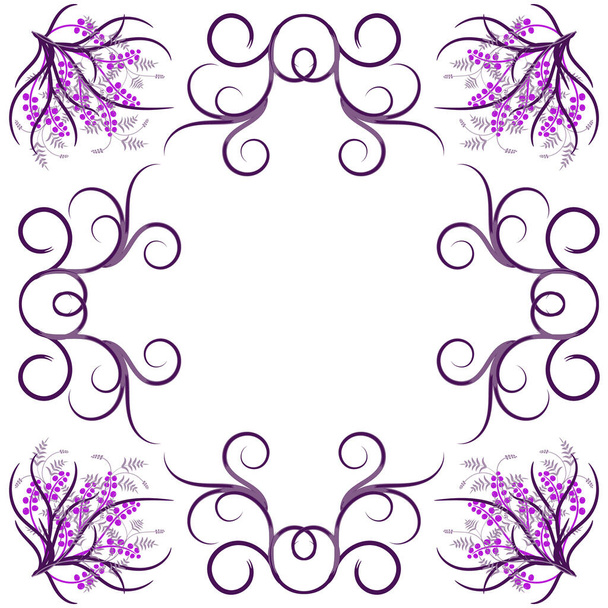 frame with floral patterns, swirls of lilac and purple - Вектор, зображення