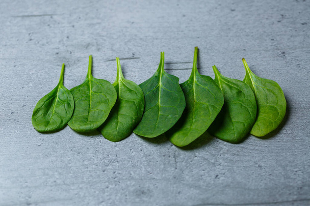 Filled spinach leaves on a grey table - Foto, immagini