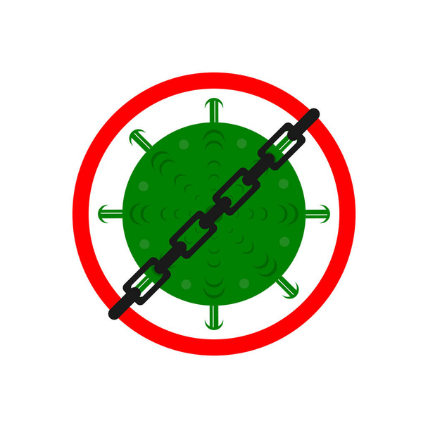 vector illustration of chaining a virus or prohibiting the existence of a virus with a lock down - Vector, Image