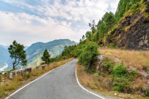 Scenic mountain highway road with scenic landscape at Munsiyari Uttarakhand India. - Photo, Image
