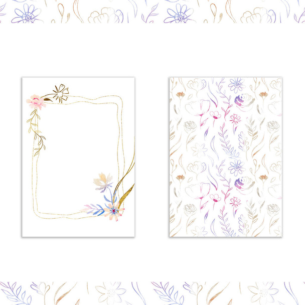 watercolor floral card, two-sided, congratulations on Women's Day, holiday, wedding - Photo, Image
