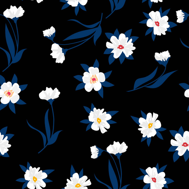 Florales nahtloses Muster mit weißen Blüten. Vektorhintergrund. - Vektor, Bild