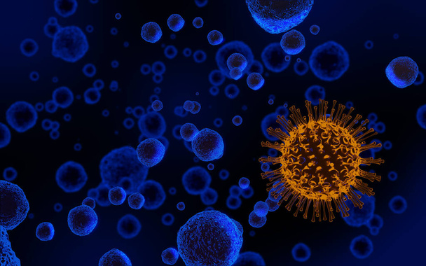 Coronavirus in Arterie - Mikrobiologie und Virologie-Konzept - 3D Render - Foto, Bild
