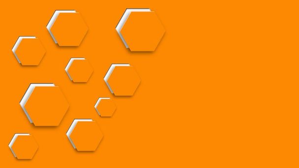 Modern abstract background with place for your text in orange color - geometric pattern with soft shadows and cutouts in the background - 3D illustration - Photo, Image