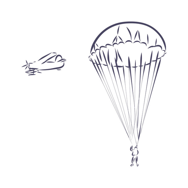 bosquejo vectorial de parapente deportista volador en un ala
 - Vector, imagen