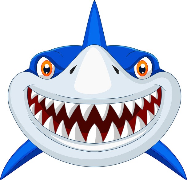 Tiburón cabeza de dibujos animados
 - Vector, Imagen