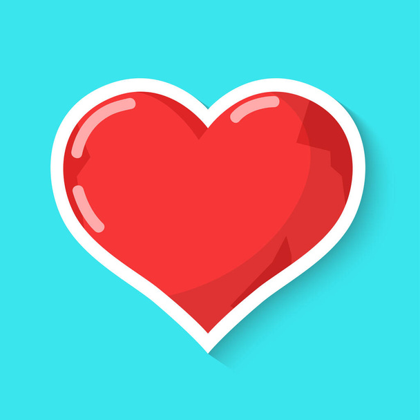 Heart isolated on a blue background. Realistic sticker. Simple cute design. Icon or logo. Flat style vector illustration. - ベクター画像