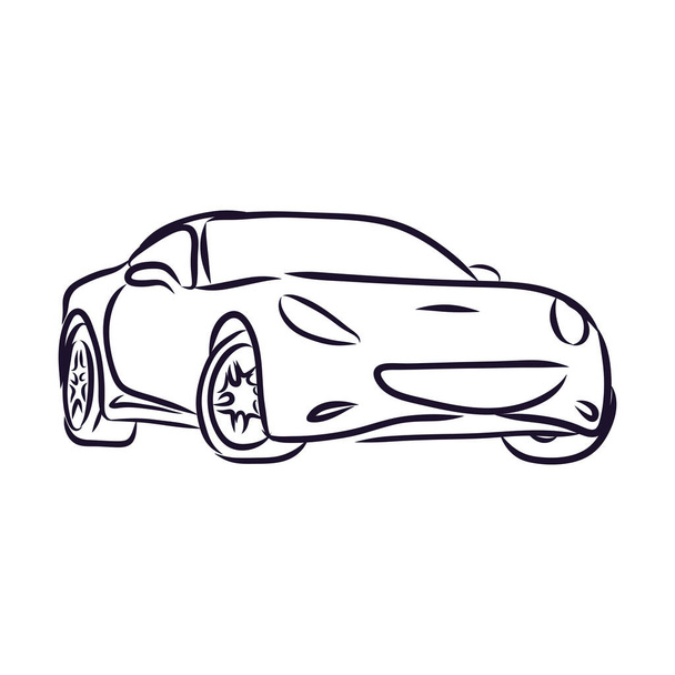 Hand drawn car.Vehicle sedan.The cartoon vehicle for the city transport.For the websites and mobile applications.Car sketch.Auto design drawing.Doodle sketch lines. - Vector, Image