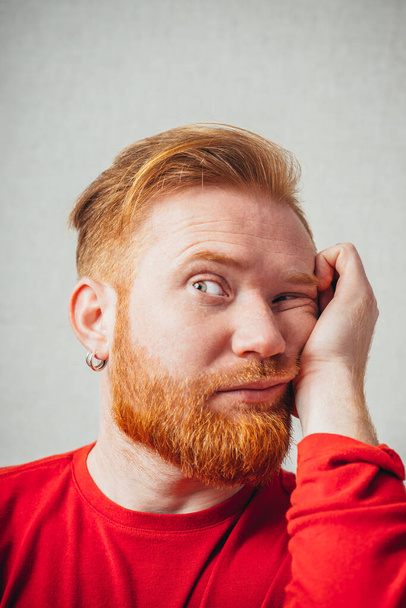 bored young redhead Man with beard - Foto, imagen