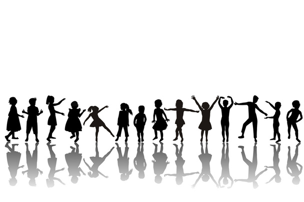 Group of children silhouettes - Photo, Image
