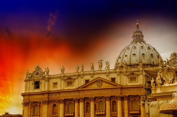 The dome of Saint Peter cathedral in Vatican City on a beautiful - Photo, Image