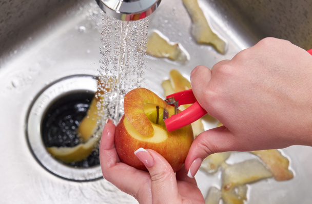 Macchina per lo smaltimento degli sprechi alimentari nel lavandino in cucina moderna
 - Foto, immagini