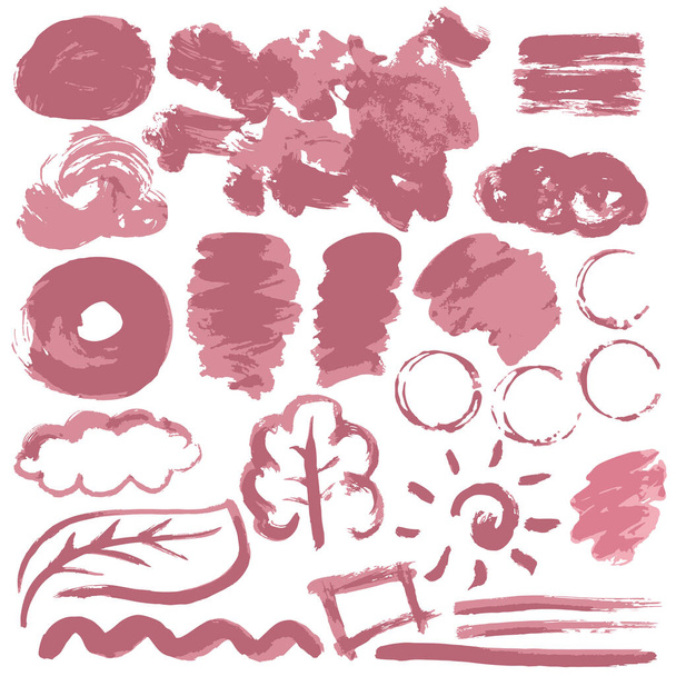 Collezione di vernice rosa, inchiostro, pennellate, pennelli, linee, grungy. Onde, cerchi. Elementi sporchi di scatole di decorazione cornici Illustrazione vettoriale
 - Vettoriali, immagini