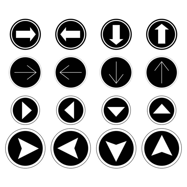 black arrows in different directions isolated on white - Vector, Image