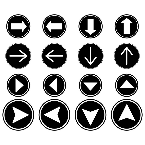  arrows in black circles in different directions isolated on white - Vector, Image