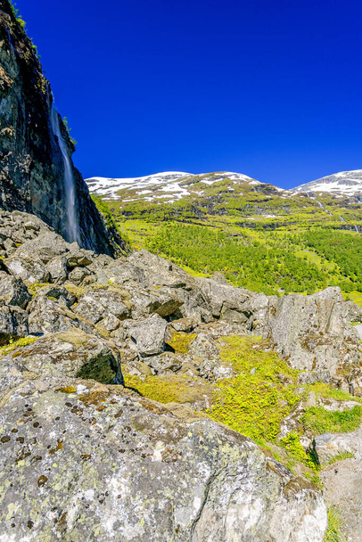 Norwegian landscape with waterfall - Zdjęcie, obraz