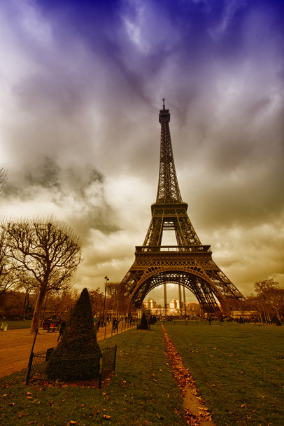 Belle vue sur la Tour Eiffel avec végétation
 - Photo, image