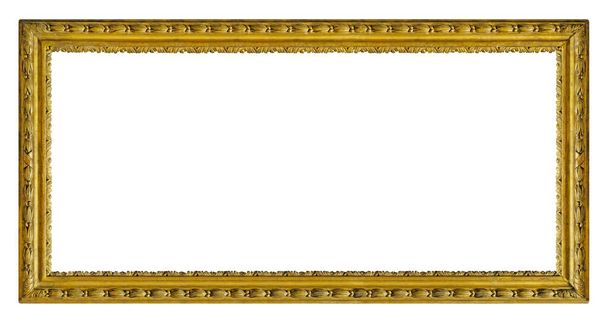 Panoramiczna złota ramka do obrazów, luster lub zdjęć odizolowanych na białym tle - Zdjęcie, obraz