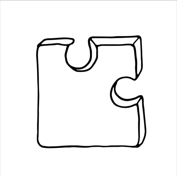 Одинарна головоломка ізольована на білому тлі. Кілька намальованих рук Векторні ілюстрації в мультяшному каракулі стилі. Елемент як символ настільних ігор, частина командного будівництва. Елемент плаката листівки
 - Вектор, зображення