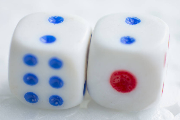 white dice with various points with different amounts - Photo, Image