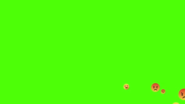 Emoji animaatio asetettu vihreälle näytölle. Hymyä, vihaa, tunteita sosiaalista verkostoa kohtaan. 4K-video
. - Materiaali, video