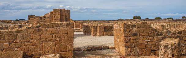 panoramic shot of ancient House of Theseus ruins in paphos - Φωτογραφία, εικόνα