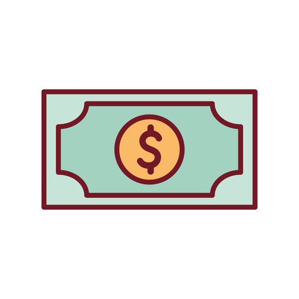 Línea de factura de dinero aislado y diseño de vectores icono de estilo de relleno
 - Vector, Imagen
