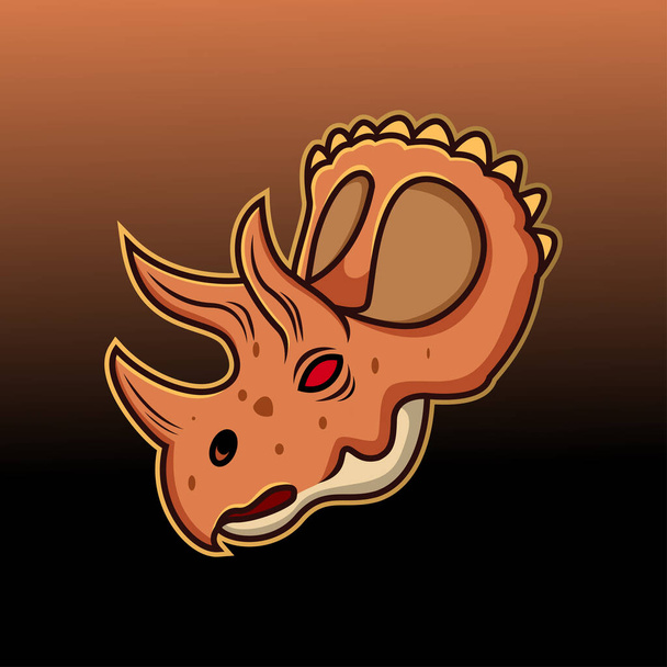 Triceratops επικεφαλής μασκότ λογότυπο desain - Διάνυσμα, εικόνα