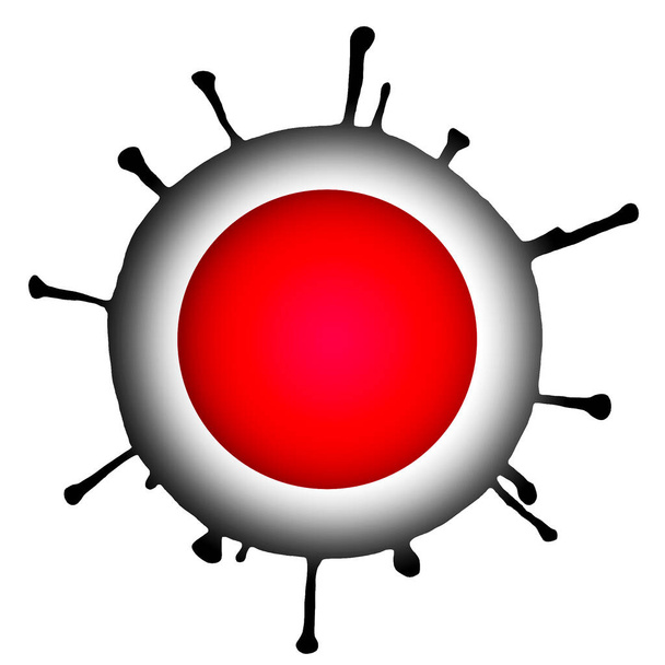 ilustrace koronaviru, bakterie s vlajkou Japonska uprostřed, na bílém izolovaném pozadí. - Fotografie, Obrázek