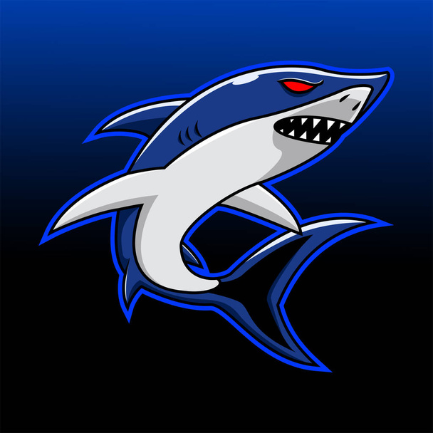 Shark esport mascot logo design illustration - Vector, Imagen