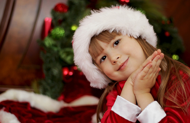Adorable Christmas little girl - Fotoğraf, Görsel