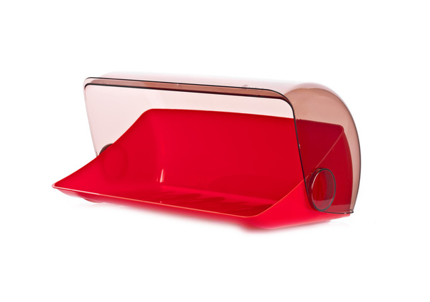 moderne rote Brotbox aus Plastik isoliert - Foto, Bild