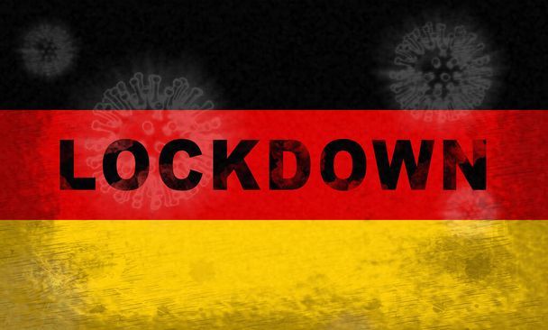 Niemcy blokują epidemię ncov lub epidemię. Covid 19 Niemiecki zakaz izolowania infekcji choroby - 3d Ilustracja - Zdjęcie, obraz