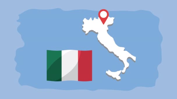 covid19 részecske olasz térképpel és zászlóval - Felvétel, videó