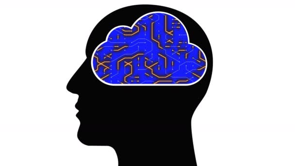 Cabeza de cerebro 4k conectar líneas digitales, inteligencia artificial AI, computación en la nube
. - Metraje, vídeo