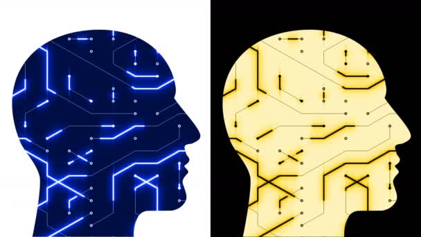 4k cerveau tête puce circuit ligne numérique, les gens pensent IA intelligence artificielle
 - Séquence, vidéo
