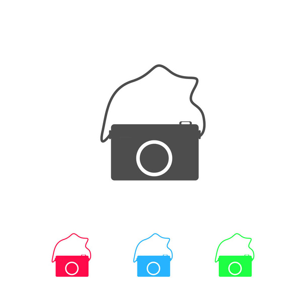 Icona della fotocamera piatta. Pittogramma a colori su sfondo bianco. Simbolo illustrazione vettoriale e icone bonus
 - Vettoriali, immagini