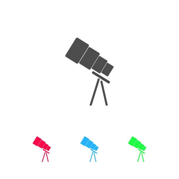 Teleskopsymbol flach. Farbiges Piktogramm auf weißem Hintergrund. Vektor-Illustrationssymbol und Bonussymbole - Vektor, Bild