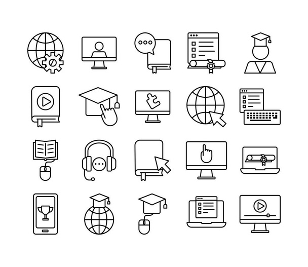paquet de l'éducation en ligne set icônes - Vecteur, image