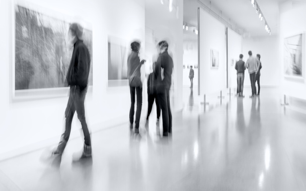 abstract image of people in the lobby of a modern art center with a blurred background - Photo, Image