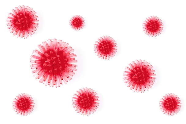 Абстрактна модель деформації вірусу коронавірусу ковід-19 на білому тлі
.  - Фото, зображення