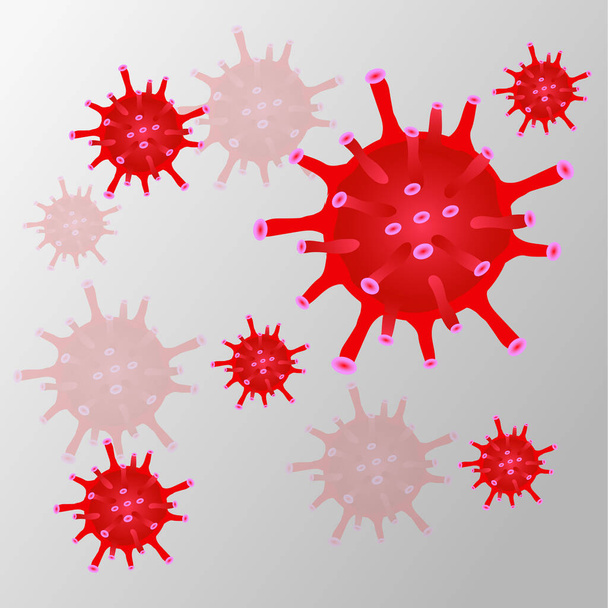 Тривимірний малюнок Coronavirus, рухливого вірусу на багатокольоровому тлі. Коїд-19 - Вектор, зображення