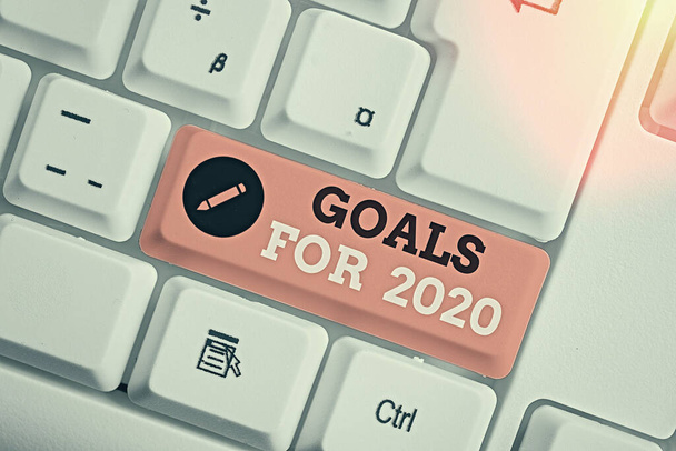 Kézírás szövegírás Célok 2020-ra. Koncepció jelentése tárgy demonstráció ambíció vagy erőfeszítés célja vagy kívánt eredmény. - Fotó, kép