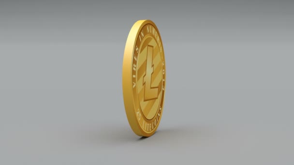 4 k Litecoin κέρμα λογότυπο νόμισμα Crypto Ltc 3d περιστροφή οικονομικών νομισματικών επιχειρηματικό. - Πλάνα, βίντεο