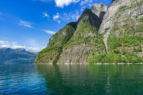 The amazing natural landscape of Geirangerfjord on a summer day, Sunnmore, More og Romsdal, Norway - Fotoğraf, Görsel