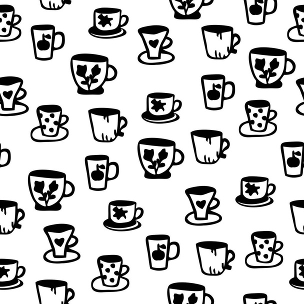 seamless pattern with cups on white background - Wektor, obraz