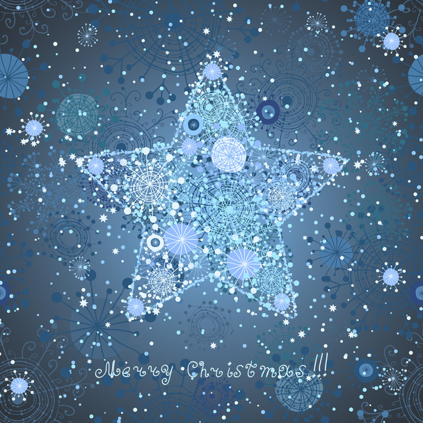 christmas card with star from snowflakes - Vector, Image