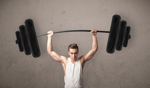 muskulöser Mann beim Heben von Gewichten - Foto, Bild