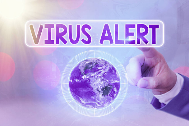 Записка, що показує Virus Alert. Бізнес-фото показує попередження про неіснуючу загрозу комп'ютерним вірусам Елементи цього зображення, надані НАСА.. - Фото, зображення